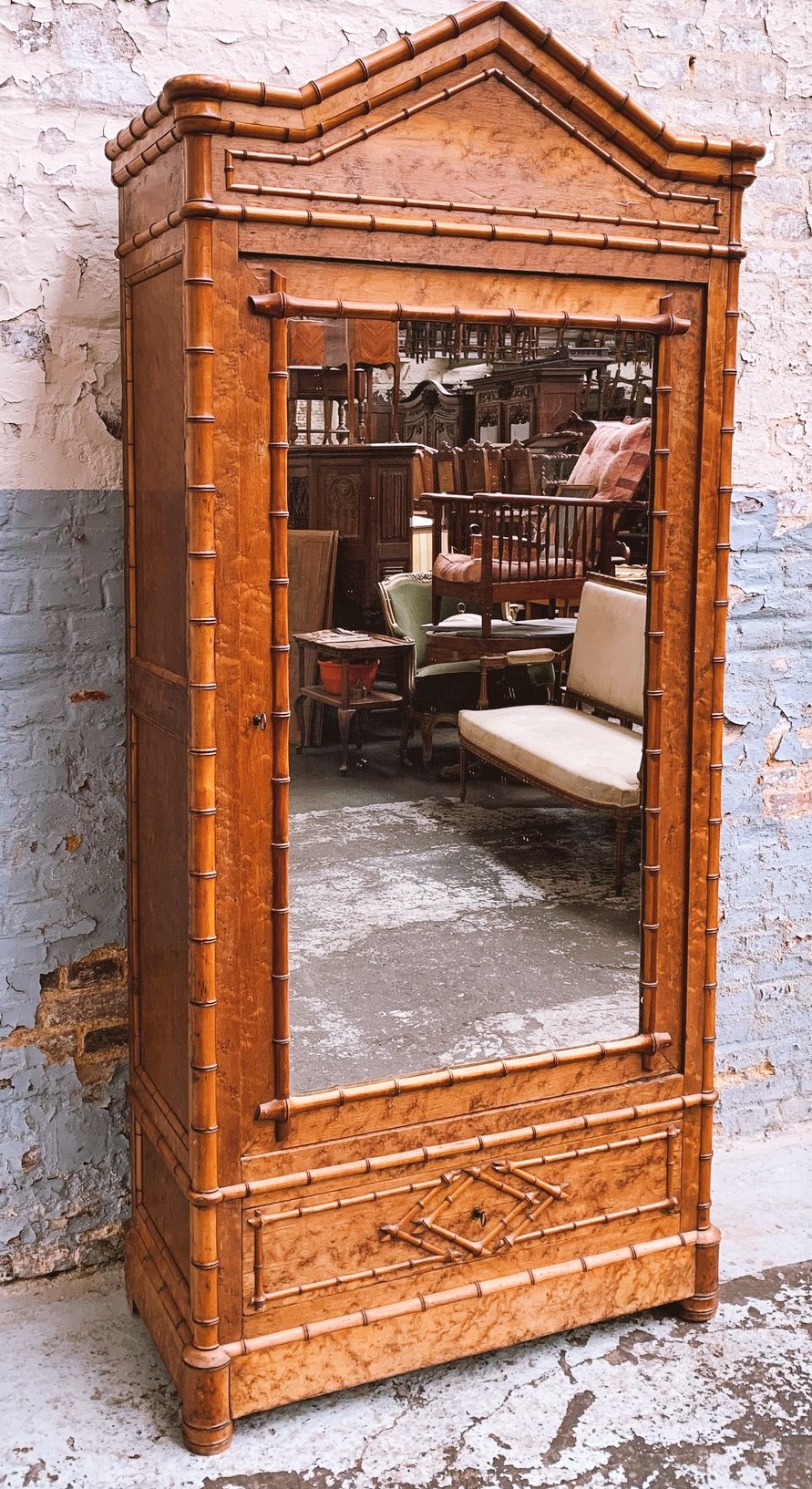 A Faux-Bamboo Armoire